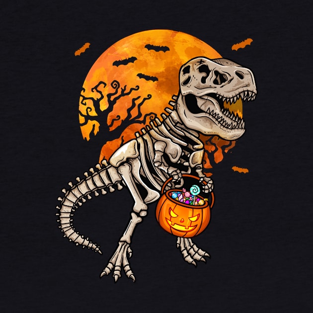 T-Rex Skeleton Pumpkin Halloween by KAWAIITEE